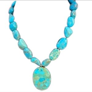 BARSE Sterling Silver Turquoise Nugget Necklace With Turquoise Pendant